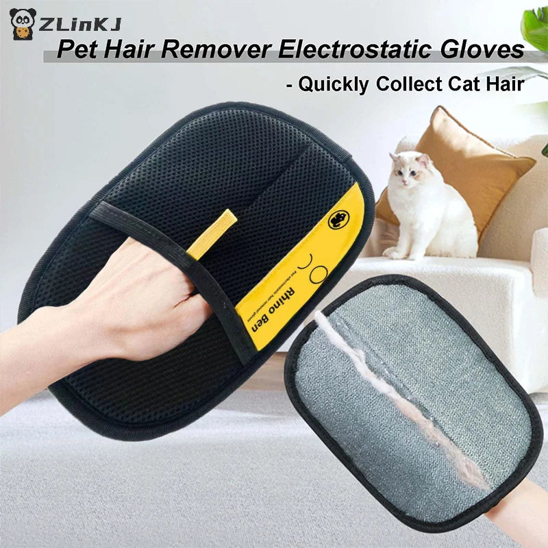 ▶1Pcs Reusable Pet Hair Remover Electrostatic Gloves For Cats & Dogs