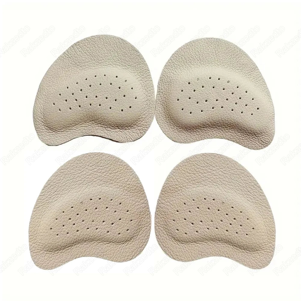 4pcs Leather Insoles for Shoes Man Slippers Non-Slip Forefoot Pads Self-Adhesive Shock Absorbing Shoe Insoles for Woman Sandals
