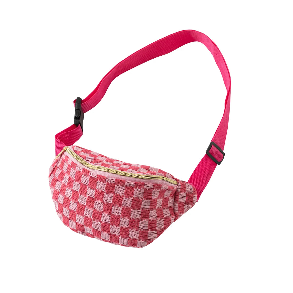 Checkered Waist Bag, Adjustable Belt Storage Bag, Small Crossbody Bag, Portable Travel Makeup Bag, Cute Plaid Pattern Makeup Bag