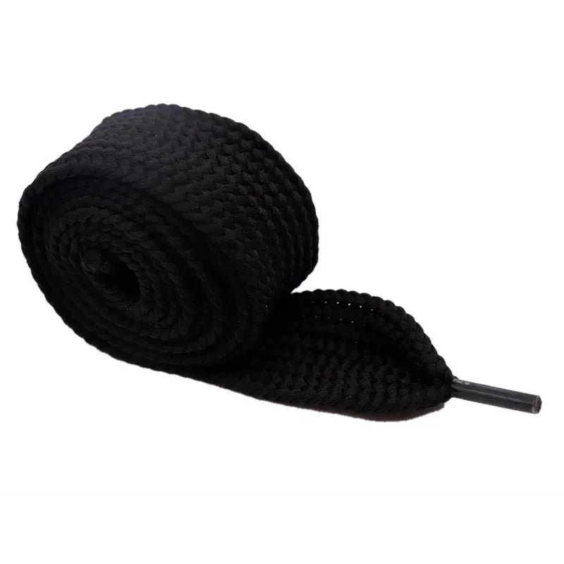 Coolstring 4cm Wide Black White Solid Color Fat Flat Shoelaces High Quality Hoodie Drawstring Waist Laces Kids Adults Sneakers