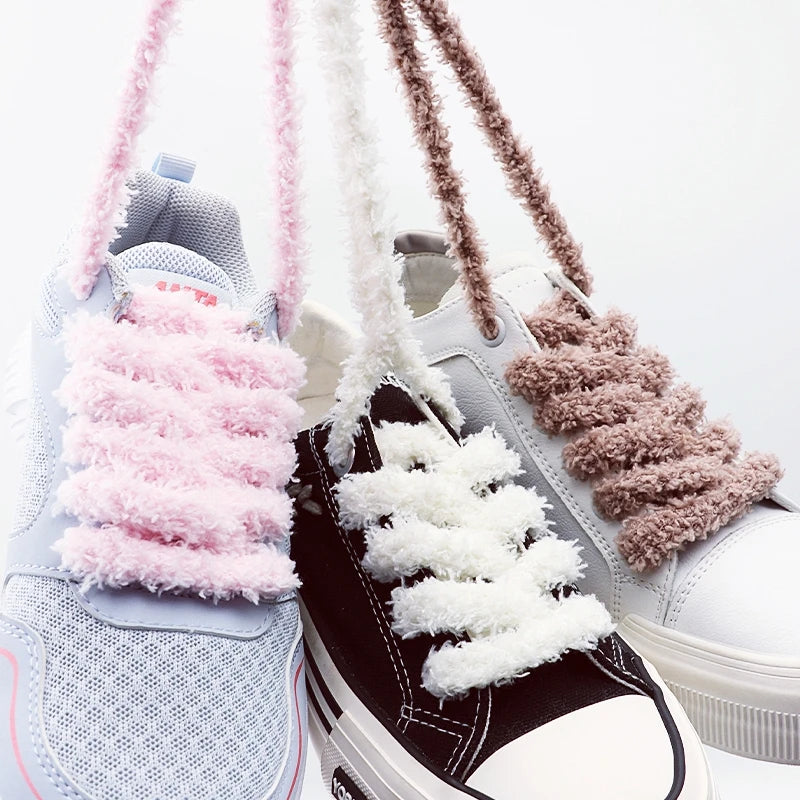 1Pair fashions 1cm wide round plush shoelace Sneakers flat shoes Casual shoelaces 80/100/120/140/160cm Shoelaces for shoes