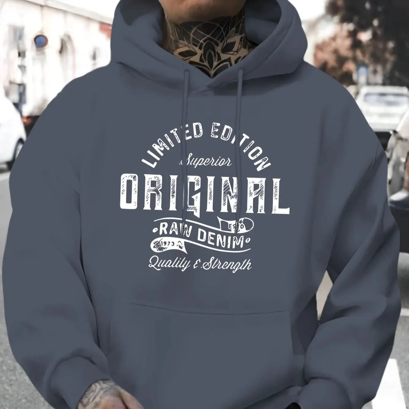 Men's top men's long sleeved round neck loose plus size autumn and winter hooded sweatshirt T-shirt top