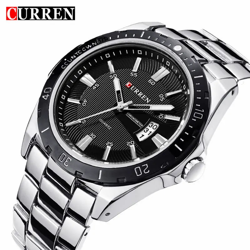 CURREN Fashion Men's Quartz Watch Stainless Steel Waterproof Luminous Man Watch Chronograph Date Multifunction Watches For Men