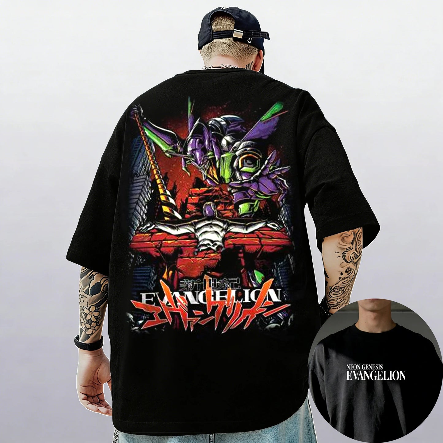 2026 New Neon Genesis Evangelion End of Eva Eye Printed Short Sleeve T-shirt Men's and Women's T-shirt Men's Top Sports T-shirt