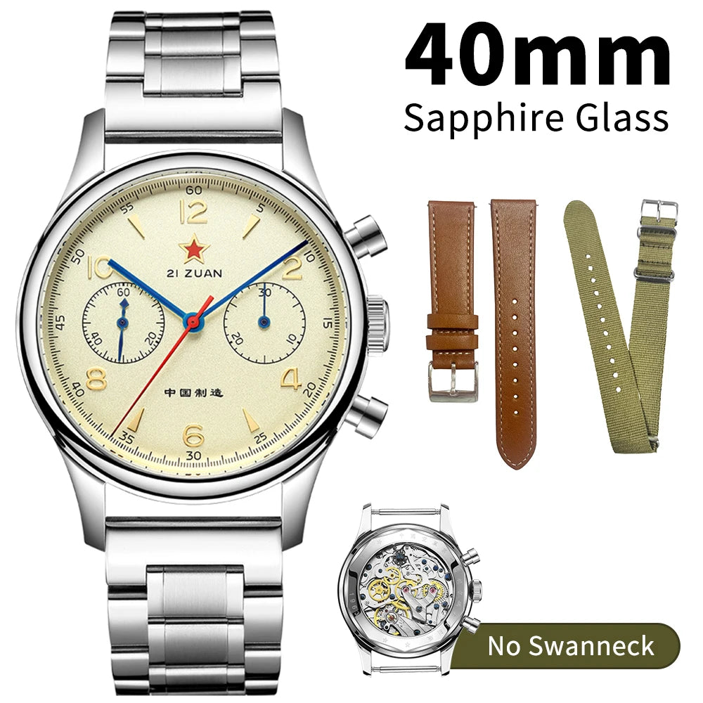 Seakoss Men 1963 Chronograph 38mm 40mm Acrylic Sapphire Glass Luminous Seagull ST1901 Movement Pilot Aviation Mechanical Watches