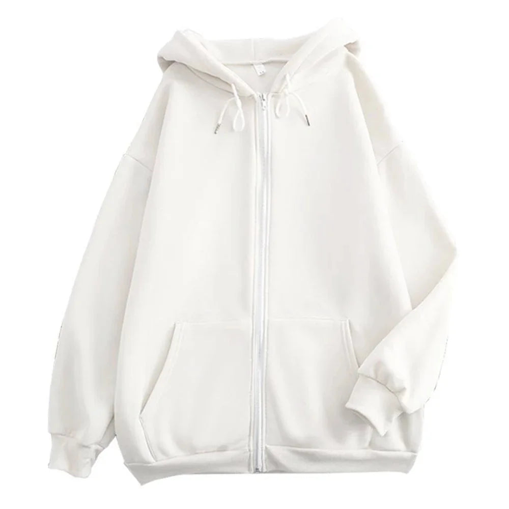 25 High Street Hoodie Men Solid Color Zip Up Long Sleeve Loose Jacket Coats Casual Hooded Sweatshirt Y2K Fashion Outdoor Clothes