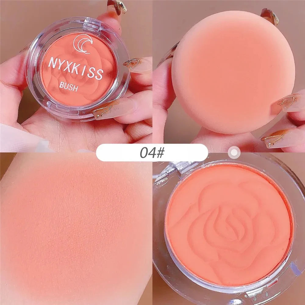 Single Color Matte Embossed Petal Blush Palette Peach Cream Pink Orange Cheek Contour Makeup Rouge for Women Beauty Cosmetics
