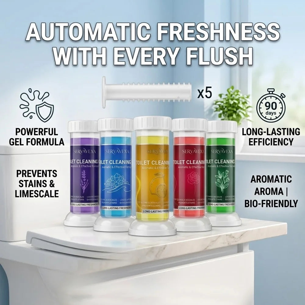 SERVAVEXA 5Pcs Toilet Cleaning Gel Stamp Aromatic Deodorizer Flower Bowl Cleaner Automatic Long Lasting Descaling Bathroom Tools