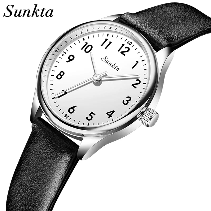 SUNKTA new fashion luxury women's quartz watches elegant leather Watches for Women waterproof simple ladies watches reloj+BOX