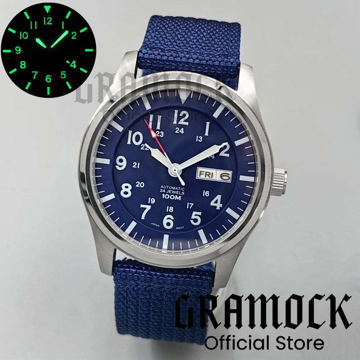 Gramock 42MM Men's Fashion NH36A Mechanical Sports Watches Black Dial Luminous Sapphire Glass Men Watch Waterproof Reloj Hombre