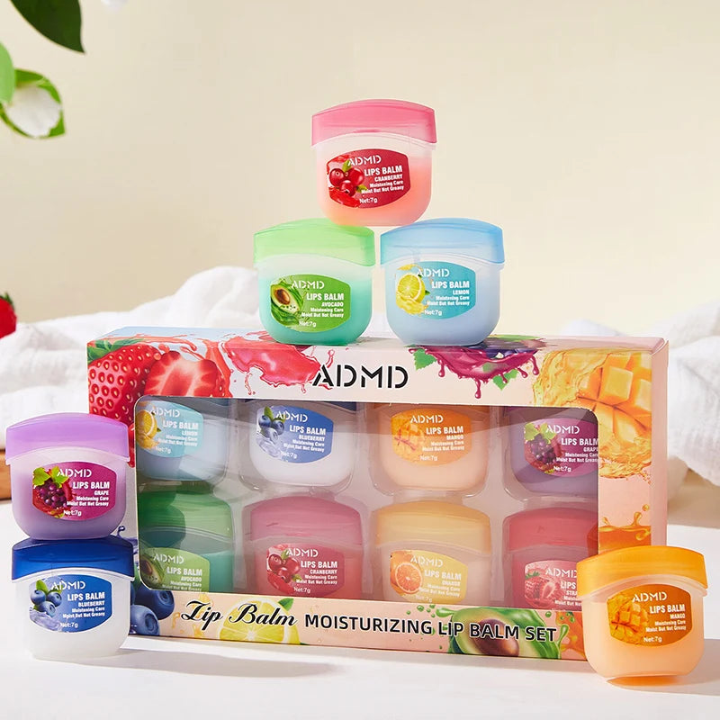4/8/24pcs Fruit Series Lip Balm Set Moisturizing Refreshing Non-sticky Anti-Cracked Lip Balm for Lips Skin Care