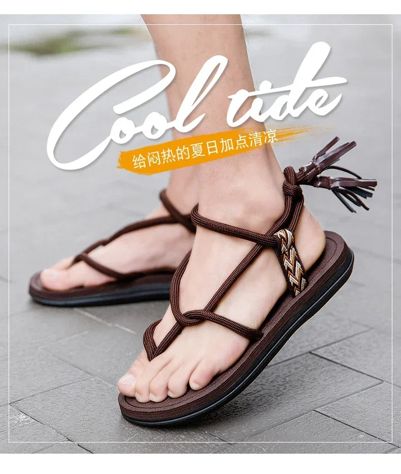 Rope Couple Cool Trendy Shoes Summer Couple Sandals Fashion All-match 2024 Best-selling Designer Replica Men's Shoes