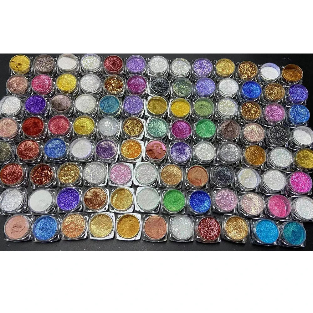 100colors Cosmetic Diamond Highlighter Pigment Eyes Loose Powder Makeup Pearlescent Shiny Eyeshadow Lipgloss Resin Craft DIY
