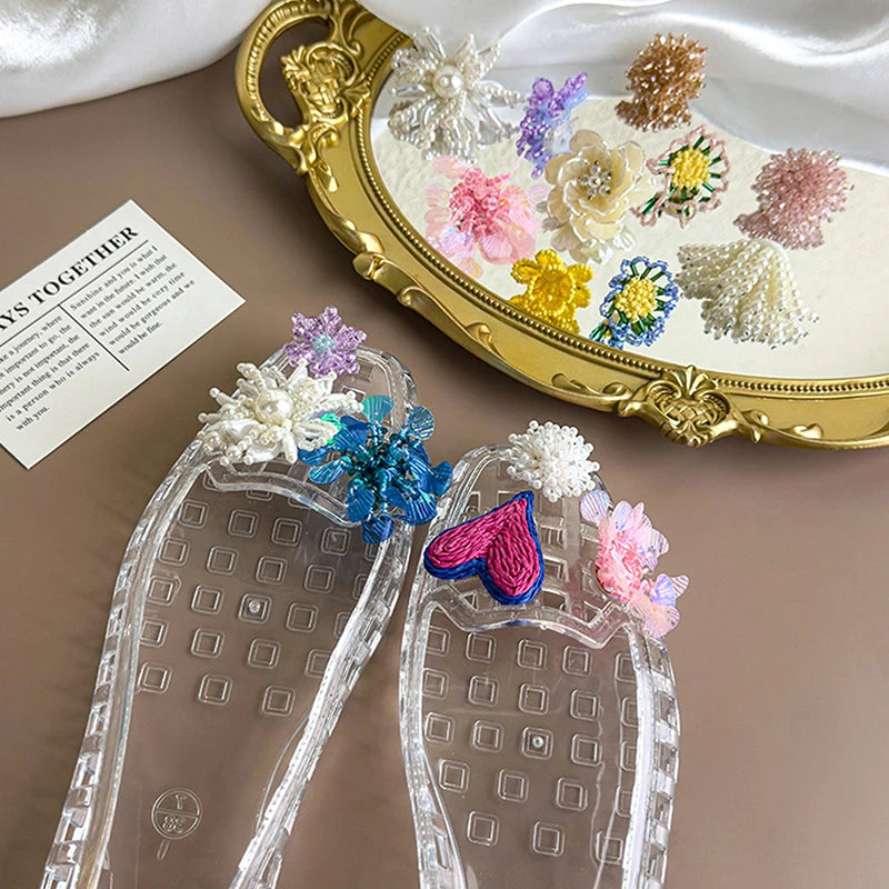Crystal Handcrafted Beaded Jelly Shoes Shoes Buckles Sandals Accessory DIY Decorative Shoe Flower Slippers Jewelry Accessories
