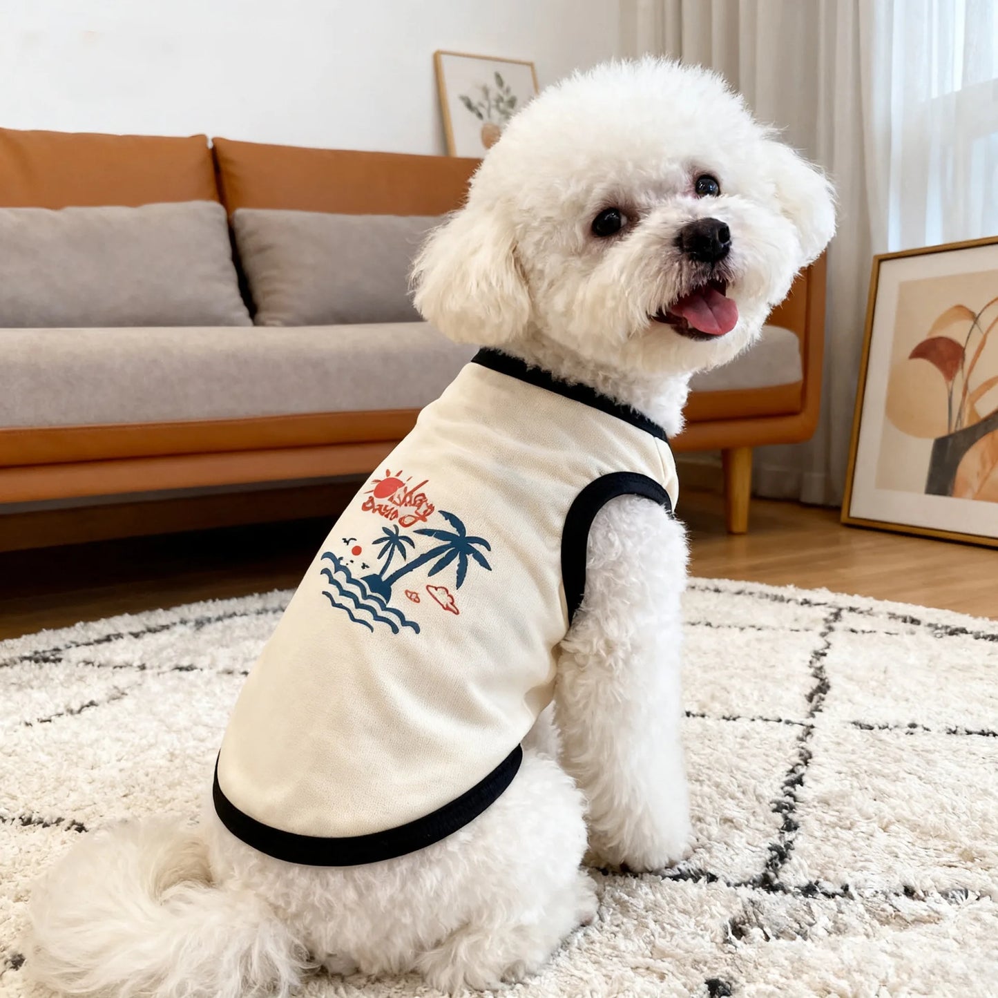 Summer Pet Clothes Breathable Mesh Dog Cat Jersey Cute Puppy Kitten Vest Shedding Control Apparel Holiday Party Dog Clothing