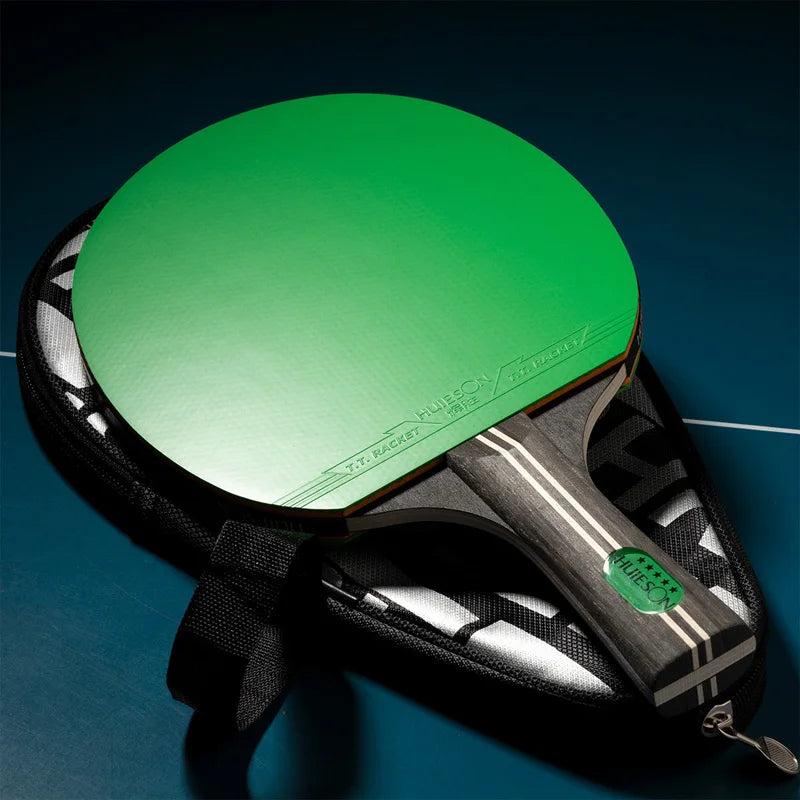 HUIESON 5 Stars Colorful Table Tennis Racket Set with Carry Bag Ready-to-Play Ping Pong Bat Paddle for Beginners Casual Play