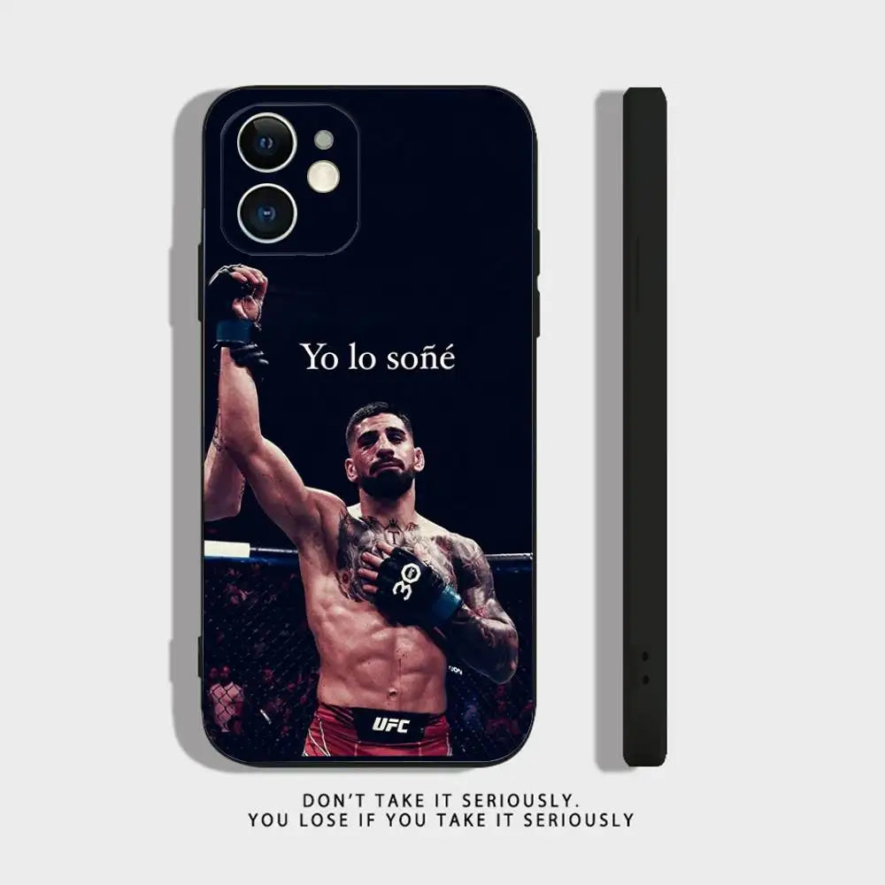 I-Ilia Fighting T-Topuria Phone Case For iPhone 16,15,14,13,12,11,Pro,X,XS,Max,XR,Plus,Mini Soft Silicone Black Shockproof TPU