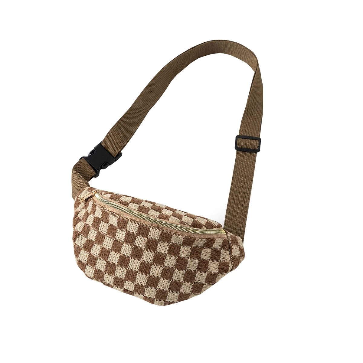 Checkered Waist Bag, Adjustable Belt Storage Bag, Small Crossbody Bag, Portable Travel Makeup Bag, Cute Plaid Pattern Makeup Bag