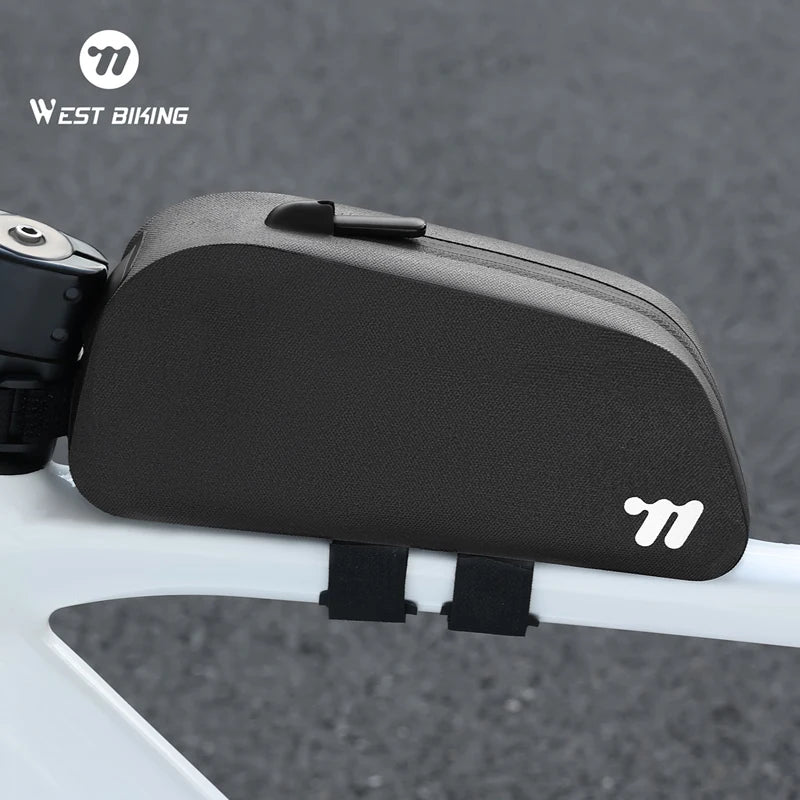 WEST BIKING Bicycle Top Tube Bag 1L TPU Hard Shell Waterproof Bike Front Frame Bag Cycling Tool Storage Bag Bike Accessories