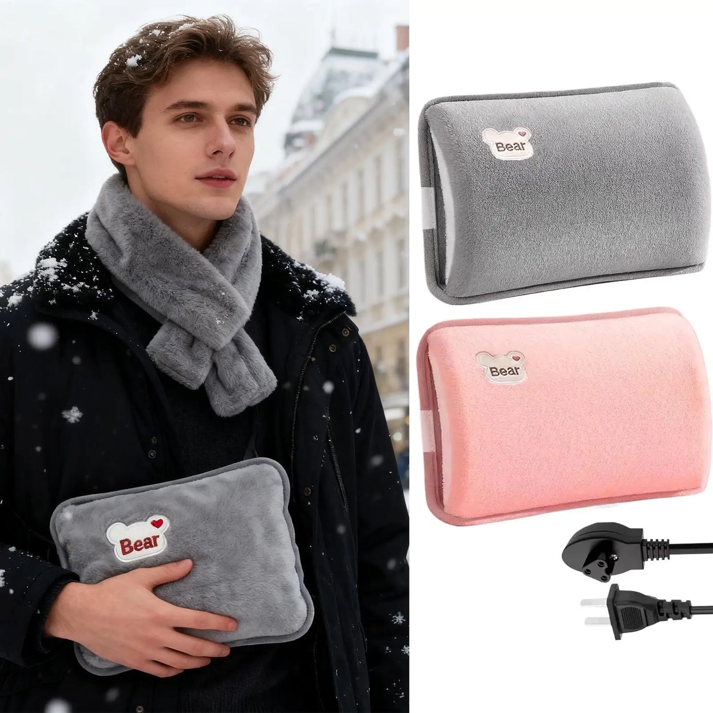 Hot Water Bottle Leak-Proof Rechargeable Hand Warmer Hot Water Bag with Soft Cover for Winter Cold Weather Period Cramps Muscles