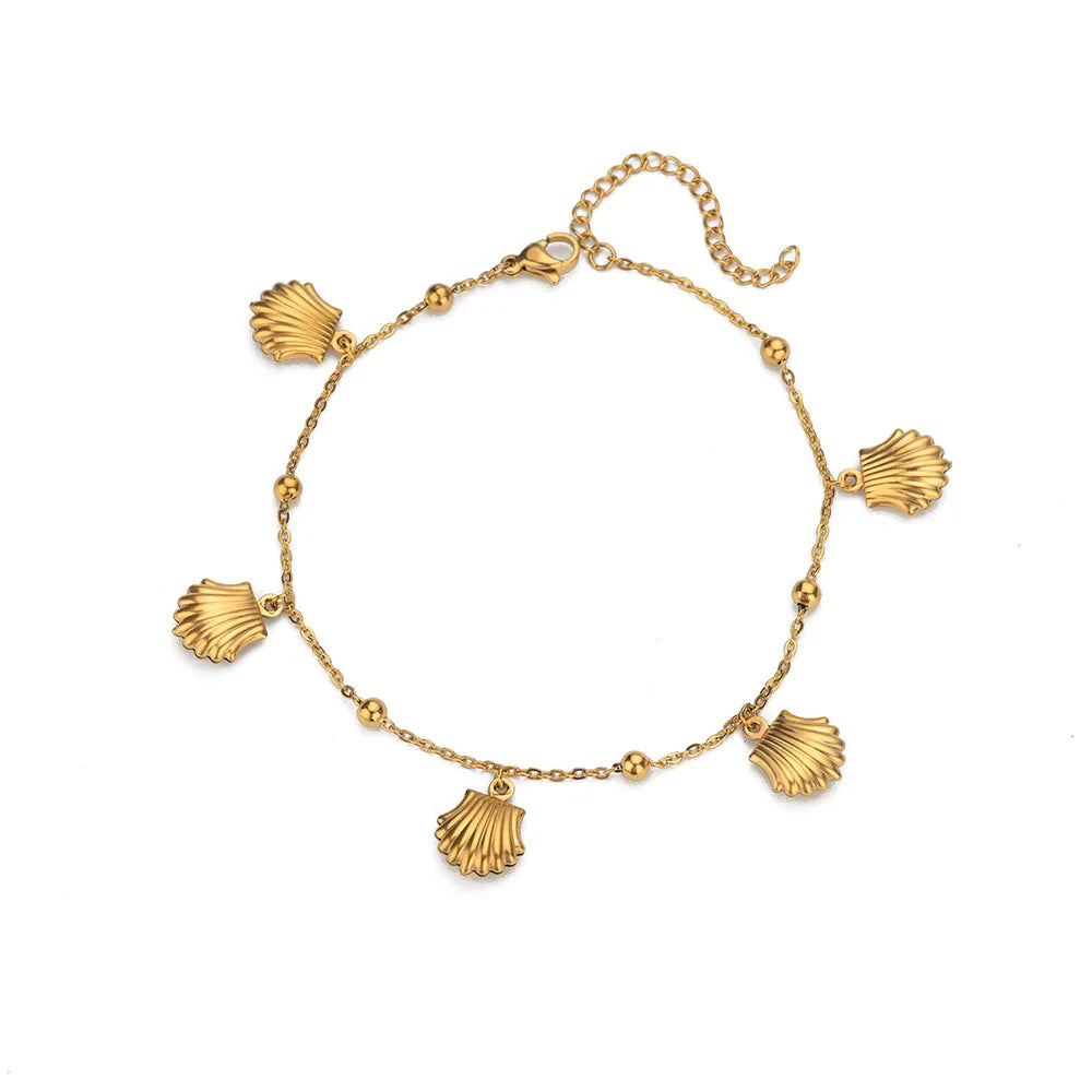 316L Stainless Steel Starfish Shell Charms Anklet For Women Fashion Gold Color Chain Summer Beach Aesthetic Jewelry Accessories
