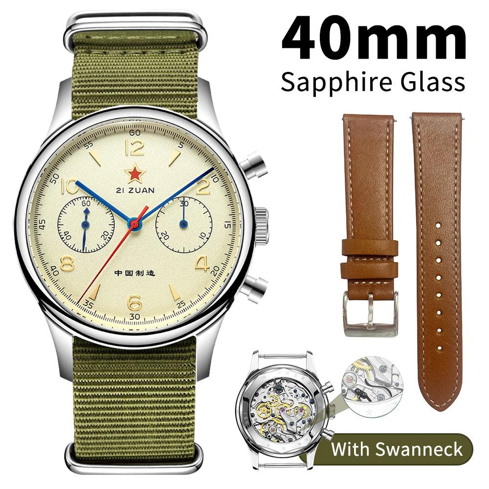 Seakoss Men 1963 Chronograph 38mm 40mm Acrylic Sapphire Glass Luminous Seagull ST1901 Movement Pilot Aviation Mechanical Watches