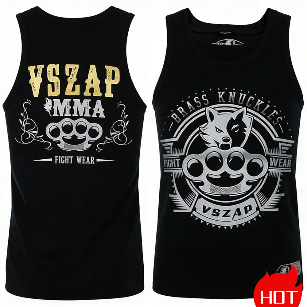 Summer men's sleeveless sports T-shirt Muay Thai training vest Quick drying wrestling vest Muay Thai men's t-shirts and tank top