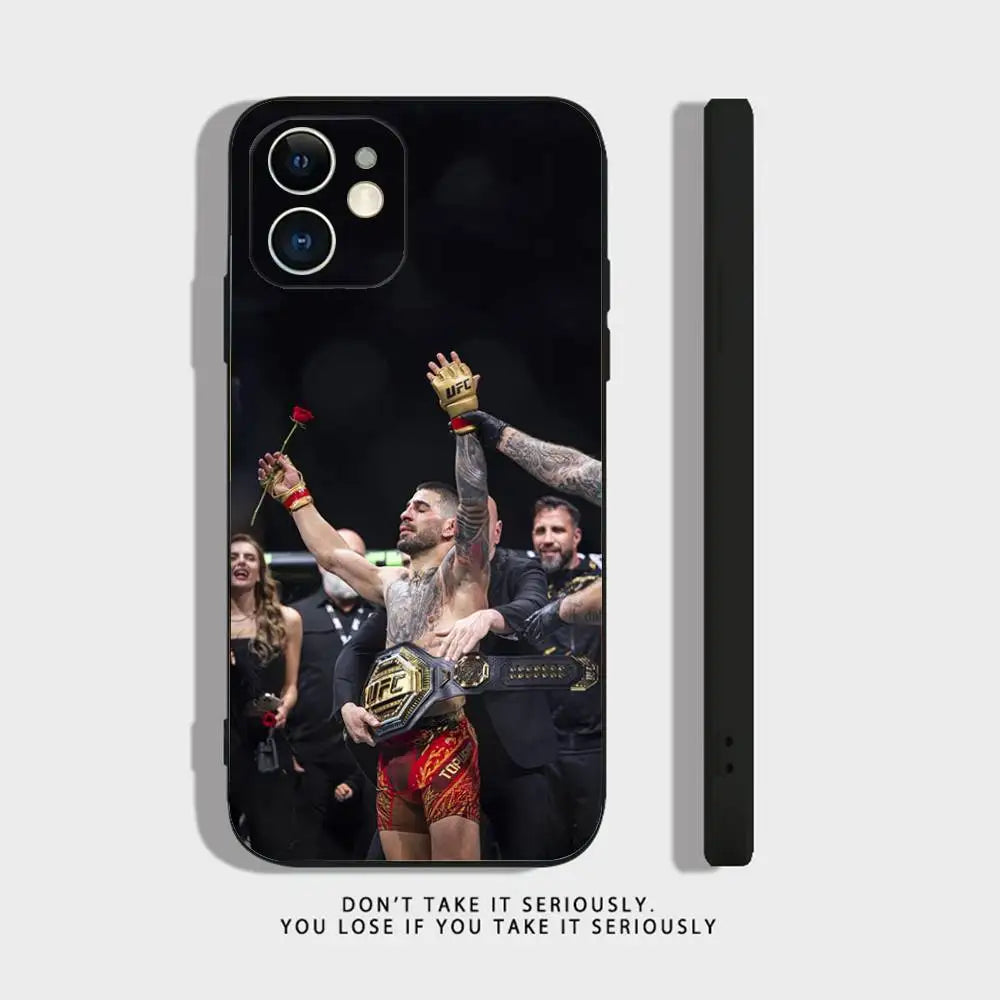 I-Ilia Fighting T-Topuria Phone Case For iPhone 16,15,14,13,12,11,Pro,X,XS,Max,XR,Plus,Mini Soft Silicone Black Shockproof TPU
