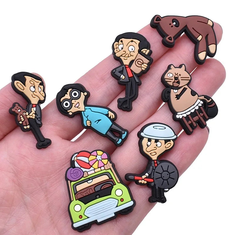 1-100Pcs Mr. Bean Shoes Charms Cartoon Funny Man Clogs Sandals Garden Shoes Accessories Decorate Buckle Kids Gifts Wholesale