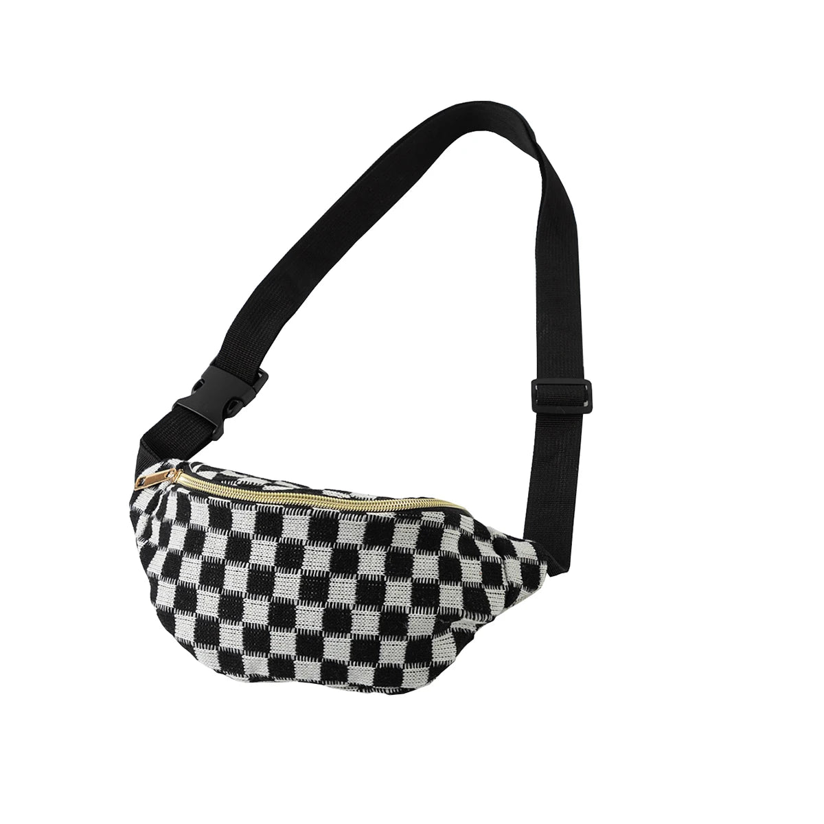 Checkered Waist Bag, Adjustable Belt Storage Bag, Small Crossbody Bag, Portable Travel Makeup Bag, Cute Plaid Pattern Makeup Bag