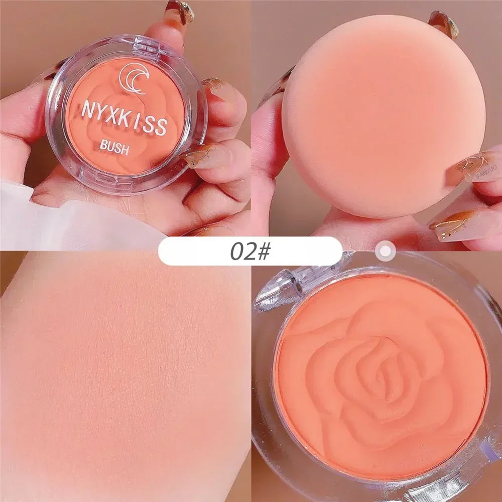 Single Color Matte Embossed Petal Blush Palette Peach Cream Pink Orange Cheek Contour Makeup Rouge for Women Beauty Cosmetics