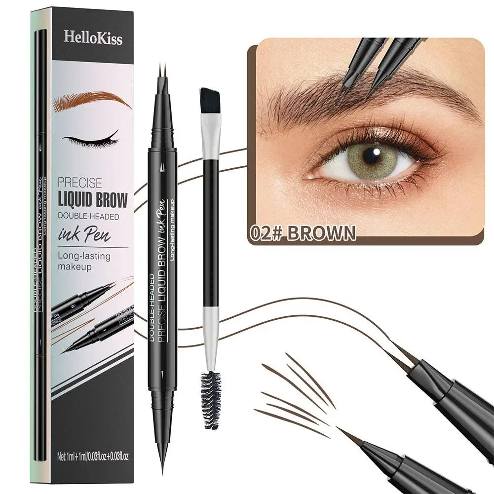 Two-pronged Eyebrow Pencil Waterproof Two-in-one Liquid Eyebrow Pencil Curved Eyebrow Pen With Fork And Precise Brush Tip Makeup