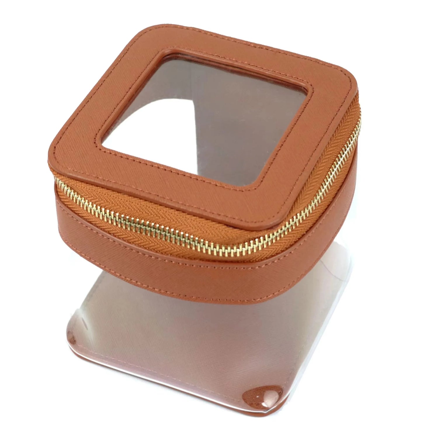 Customizable Letters Saffiano Leather Transparent Cosmetic Bag Waterproof Makeup Bag Small Cosmetic Case Set Portable For Travel