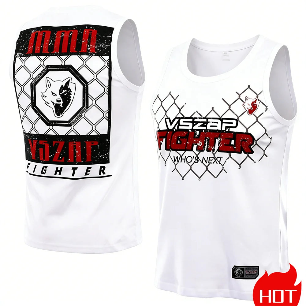 Summer men's sleeveless sports T-shirt Muay Thai training vest Quick drying wrestling vest Muay Thai men's t-shirts and tank top
