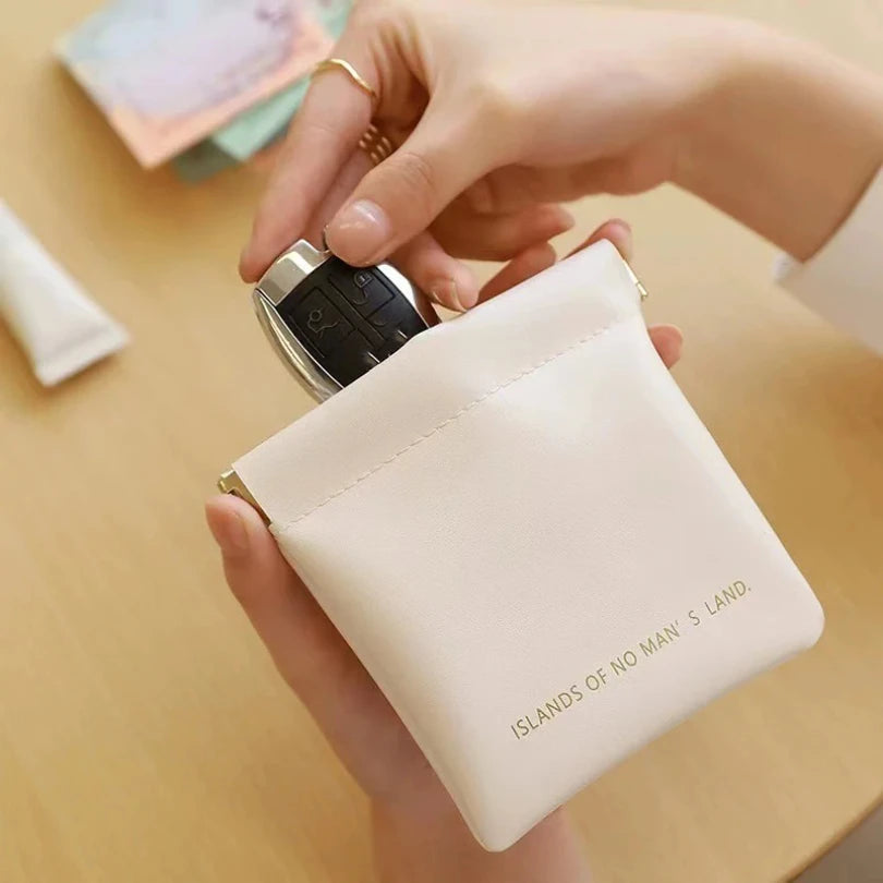 PU Leather Simple Mini Makeup Storage Bag Women Square Small Cosmetic Pouch Portable Make Up Key Organizer Bags