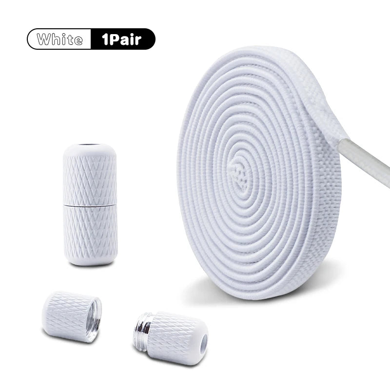 Metal Capsule Buckle Shoelaces without ties Sneaker Flats Elastic Laces Kids Adult Quick Lace On/Off Shoelace 1Pair/2Pair