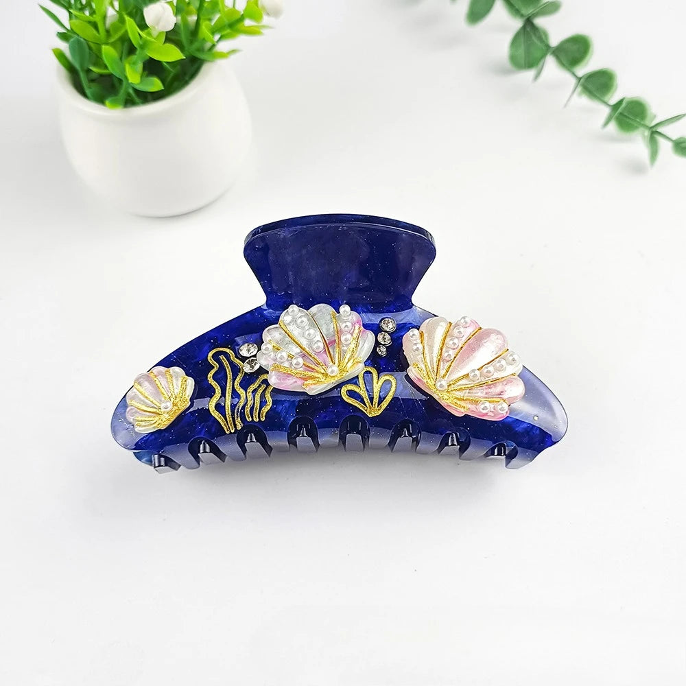 NEW 10.5CM Large Pearl Shell Hair Claw Ocean Series Acrylic Claw Clips Summer Trendy Hair Clips for Women Girls Hair Accessories