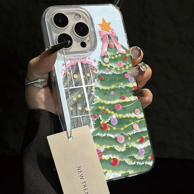 Christmas Tree Phone Case for iPhone 17 Pro 16 16e 15 14 13 12 11 Pro Max iphone Air Shockproof Bumper Cover Funda