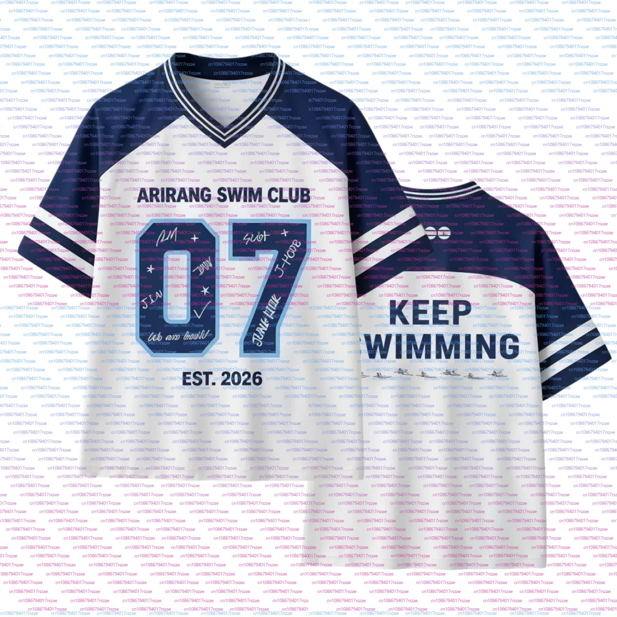 Summer 3D Digital Print ARIRANG KEEP SWIMMING V Neck T-Shirt Fans Breathable Jersey Men's Women's Casual Short Sleeve Man Tops T