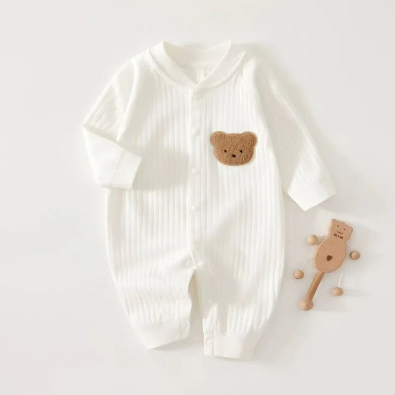3-9 Months All Seasons Cute Infant Newborn Baby Romper Baby Boy Girl Cartoon Bear Cotton Jumpsuit