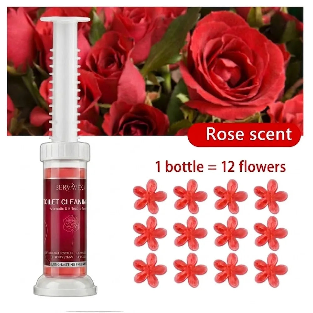 SERVAVEXA 5Pcs Toilet Cleaning Gel Kit Aromatic Flower Needle Stamp Cleaner Deodorizer Removes Stains & Limescale Fresh Scent