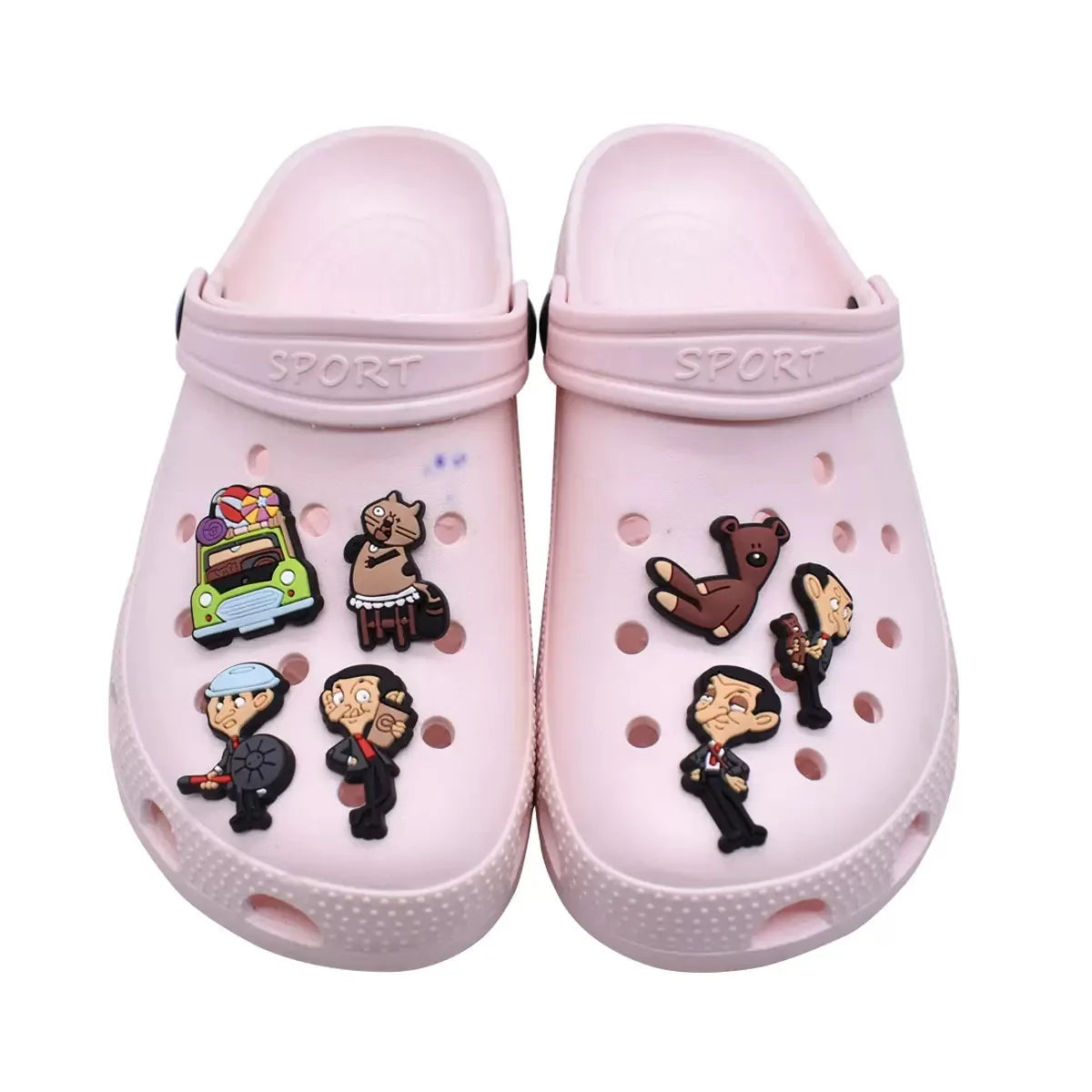 1-100Pcs Mr. Bean Shoes Charms Cartoon Funny Man Clogs Sandals Garden Shoes Accessories Decorate Buckle Kids Gifts Wholesale