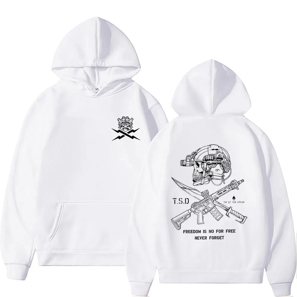 2025 Cool Sparta X-ray Tactical Skull Print Men Women Hooded Sweatshirt Autumn Winter Daily Outdoor Casual Loose Warm Sportswear