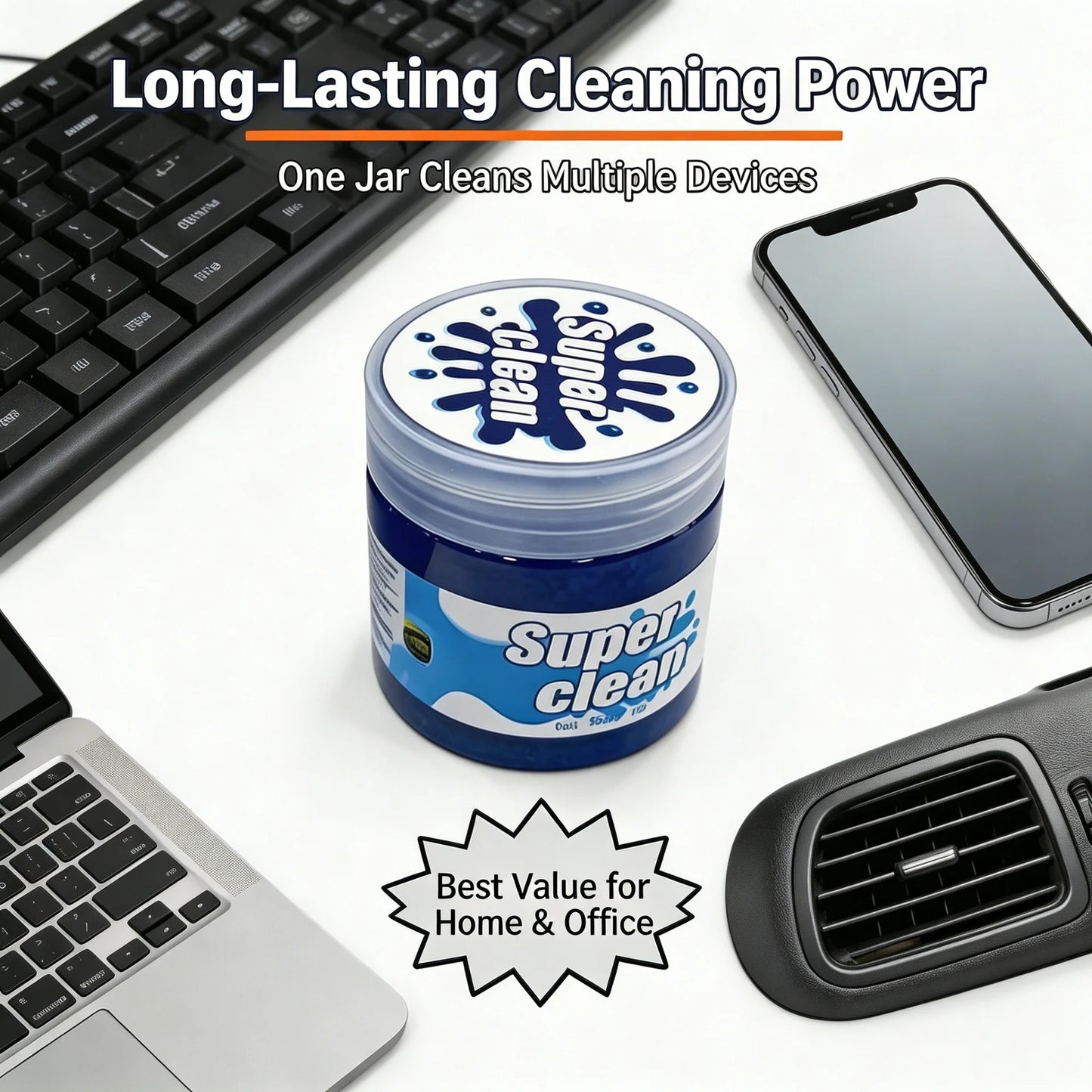 Eco-Friendly Reusable Blue Cleaning Gel, Multi-Purpose Dust Cleaner Gel for Keyboard, Car Vents & Small Gaps