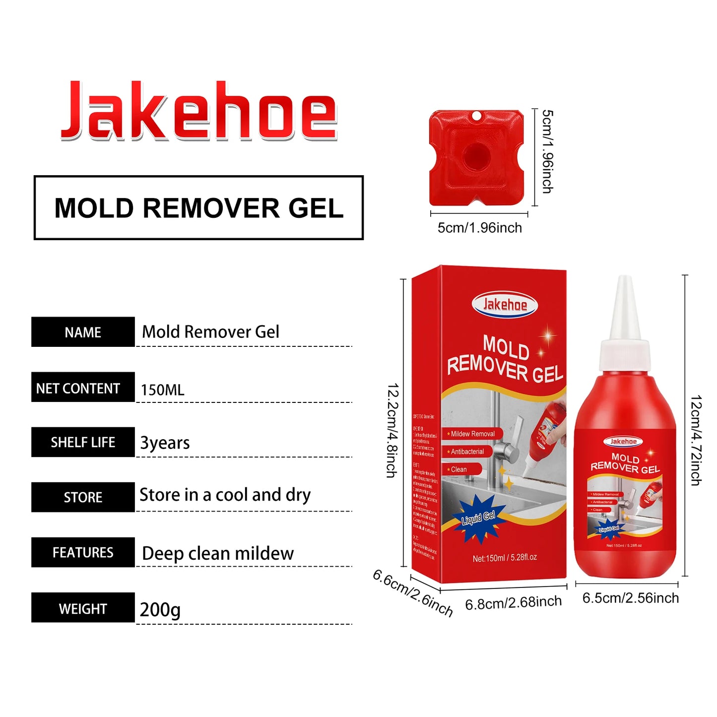 JAKEHOE Household Mold Remover Gel Deeply Clean Mildew Remove Mildew Stains Odors Mold Cleaning Gel for Wall Tiles Window Gaps
