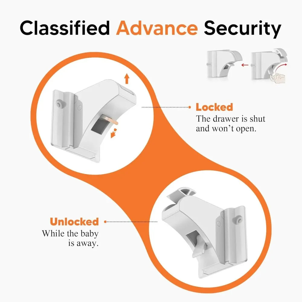 Magnetic Cabinet Lock Child Safety Locks with Screws Installation Invisible Drawer Door Lock for Baby Proofing Cabinets Cupboard