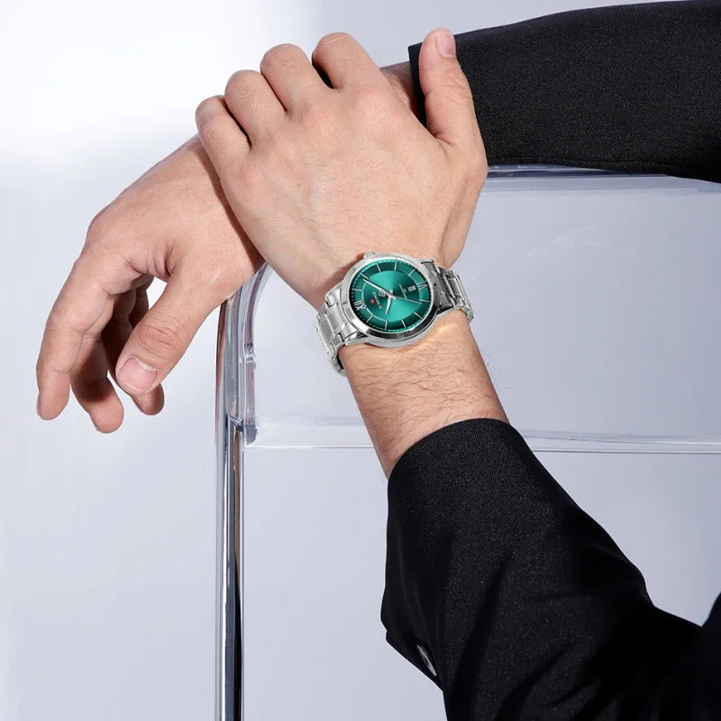 NAVIFORCE Simple Fashion Business Men's Watches Watch Stainless Steel Strap Calendar Display 3ATM Waterproof Men's Quartz Watch