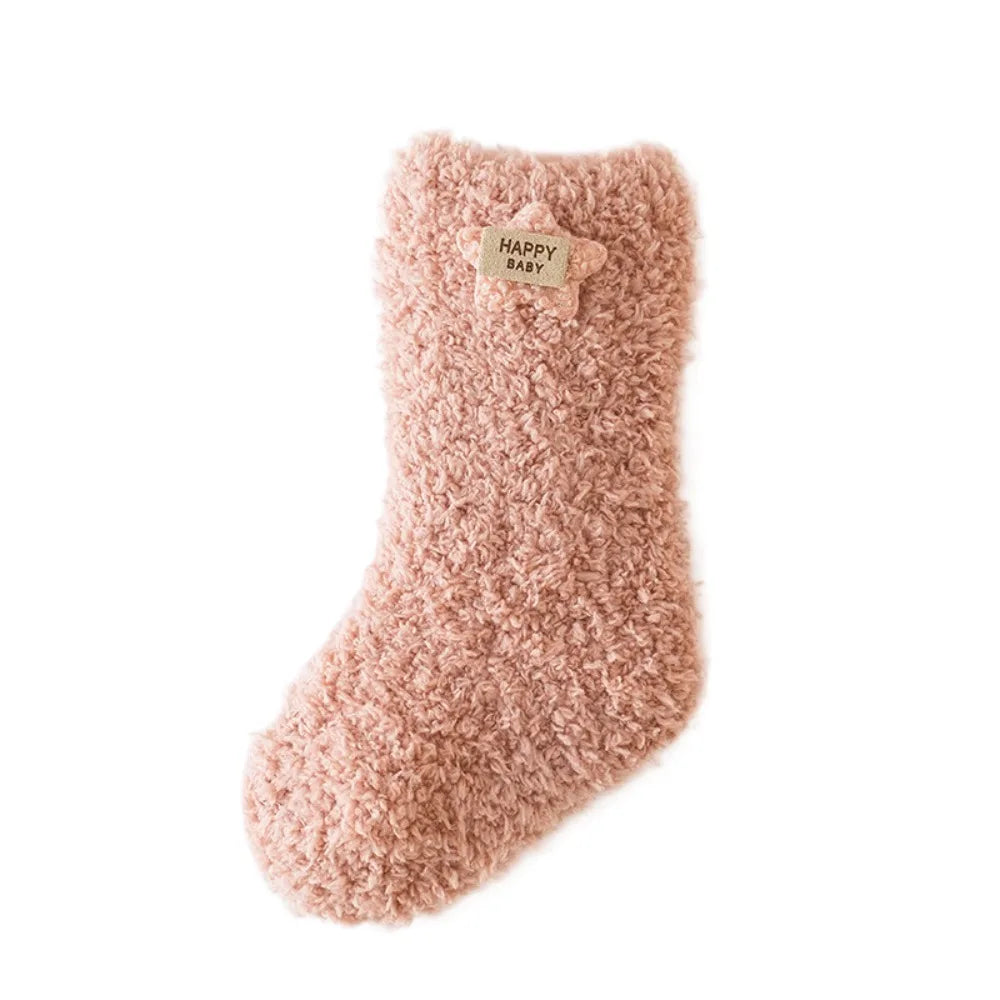 1 Pair Casual Thickened Newborn Baby Socks Anti-slip Solid Color Kids Floor Socks Warm Baby Foot Warmer Infant Winter