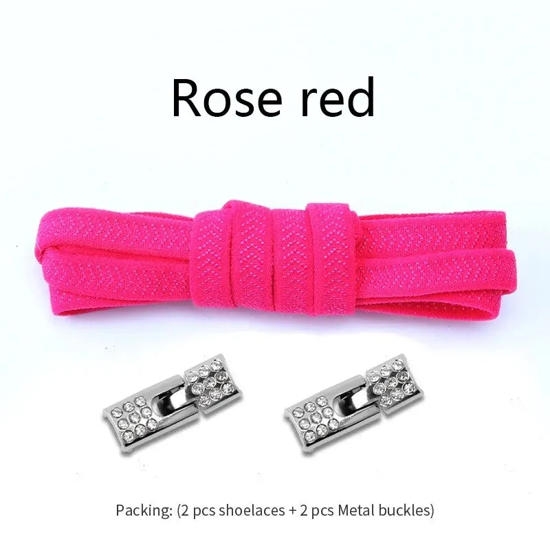Elastic Laces Sneakers Diamond Cross Locks Shoelaces Without Ties Kids Adult 8MM Width No Tie Shoe Laces Rubber Bands Shoelace