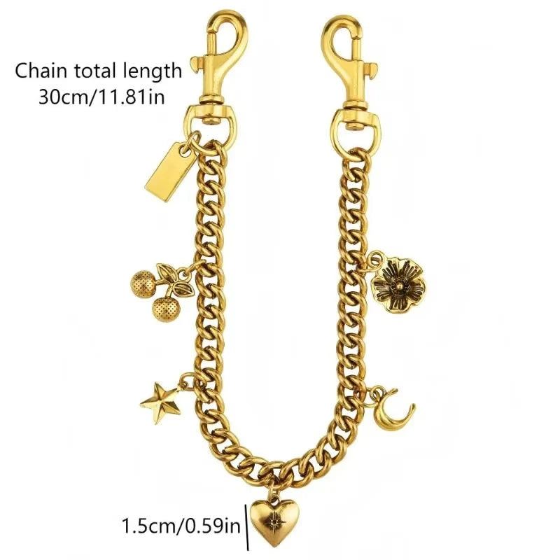 Alloy Cherry Flower Bag Pendant Versatile Design Bag Charms Hanging Chain Fashion Accessory